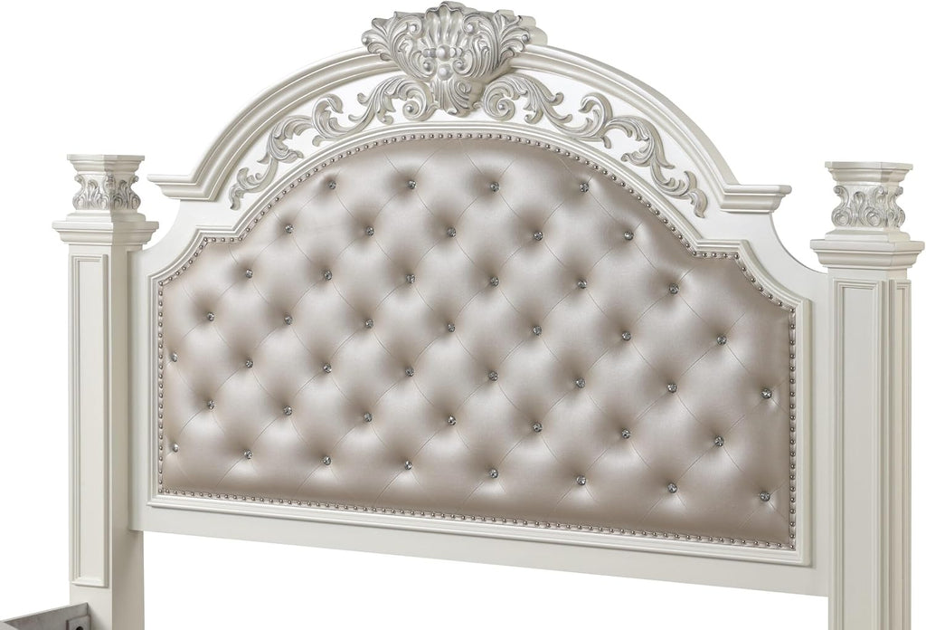 First of a Kind Platinum White Queen 4 Piece Bedroom Set