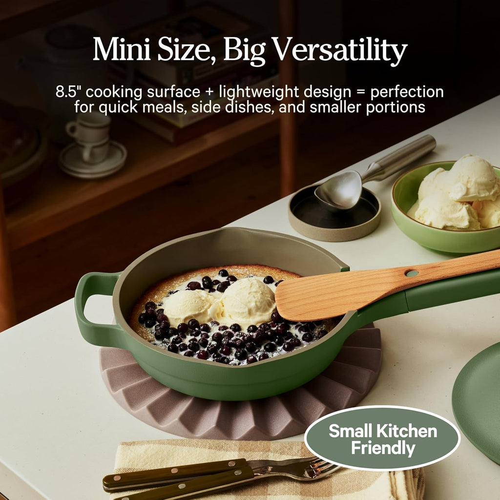 Our Place Mini Always Pan | 8.5' Ceramic Pan with Modular Lid & Beechwood Spatula | Patented 10-in-1 Nonstick, Non-Toxic Cookware Made Without PFAS | Induction & Oven-Safe up to 450°F | Sage