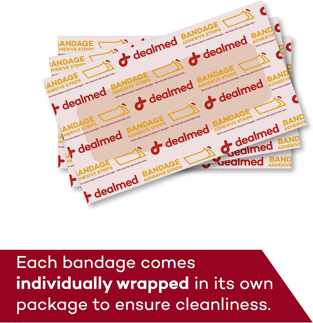 Dealmed Fabric Flexible Adhesive Bandages – 100 Count (24 Pack) Bandages with Non-Stick Pad, Latex Free, Wound Care for First Aid Kit, 2' x 4'