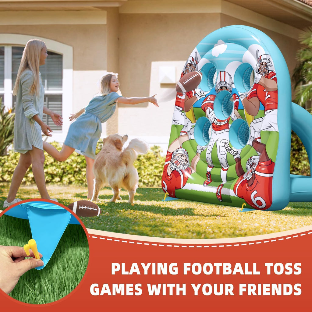 6FT Giant Inflatable Football Target Toss Game - Fun Indoor & Outdoor Yard Games for Kids & Adults, Football Party Throwing Games, Carnival Games, Camping & Tailgate Lawn Activities