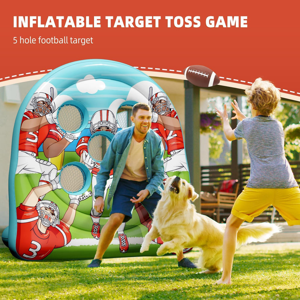 6FT Giant Inflatable Football Target Toss Game - Fun Indoor & Outdoor Yard Games for Kids & Adults, Football Party Throwing Games, Carnival Games, Camping & Tailgate Lawn Activities