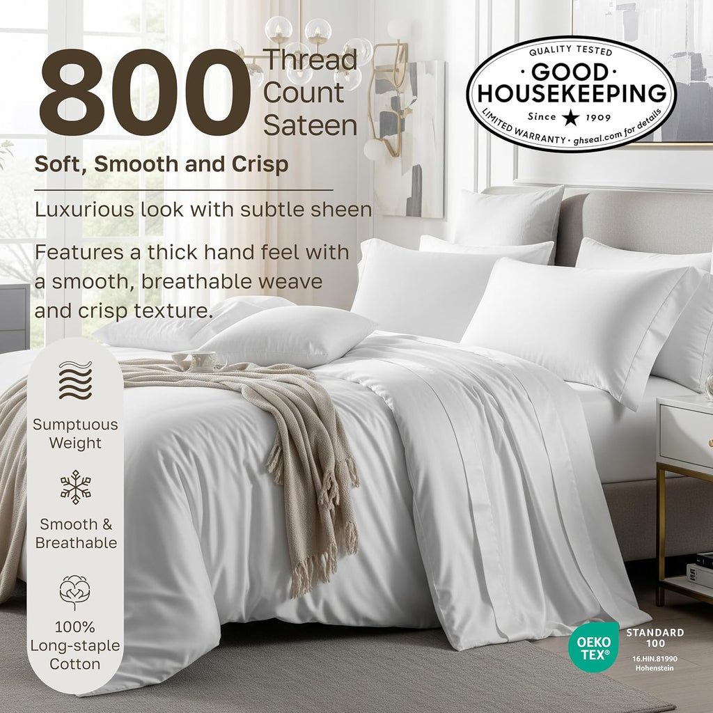 California Design Den Cal King Sheet Set Cotton - Luxury 800 Thread Count, 100% Cotton Sateen - California King Sheets Deep Pockets Bedding Set - Beige