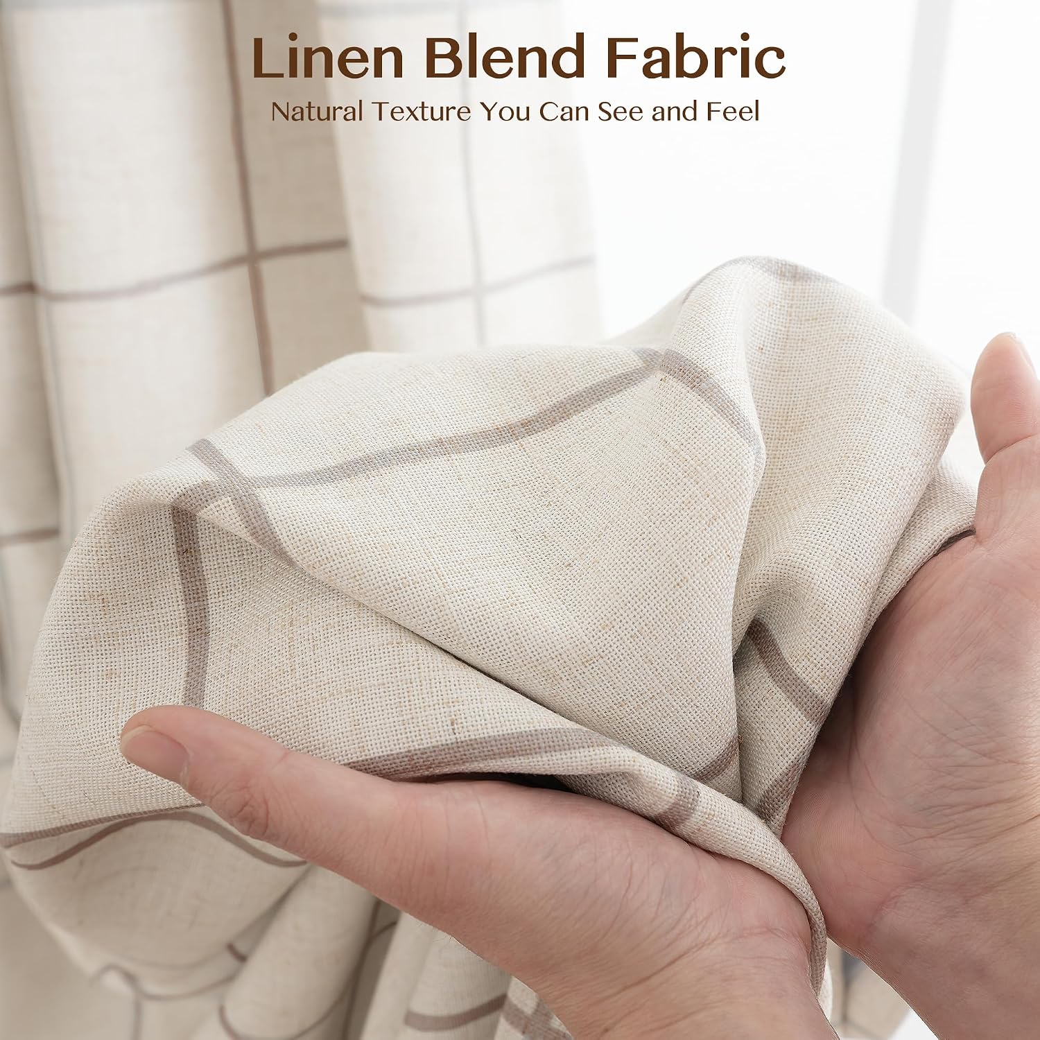 THREE GIRLS Pinch Pleated Plaid Curtains Blackout Linen Gingham Curtains for Living Room,Bedroom Checkered 92 Inches Long Double Layer 2 Panels Set Luxury and Modern Printed Design Darkening