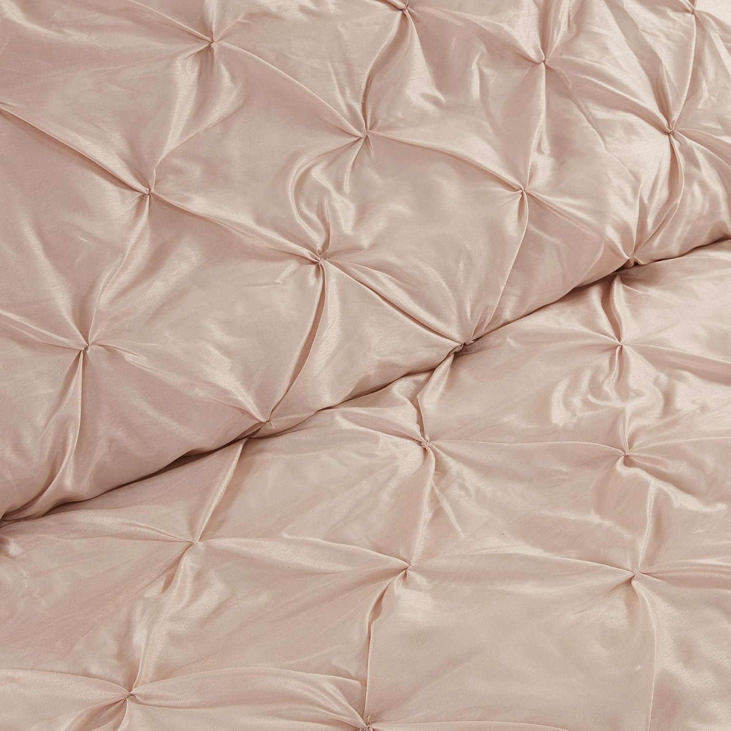 Madison Park Essentials Room in a Bag Faux Silk Comforter Set-Luxe Diamond Tufting All Season Bedding, Matching Curtains, Decorative Pillows, Queen(90'x90'), Blush 24 Piece (MPE10-809)