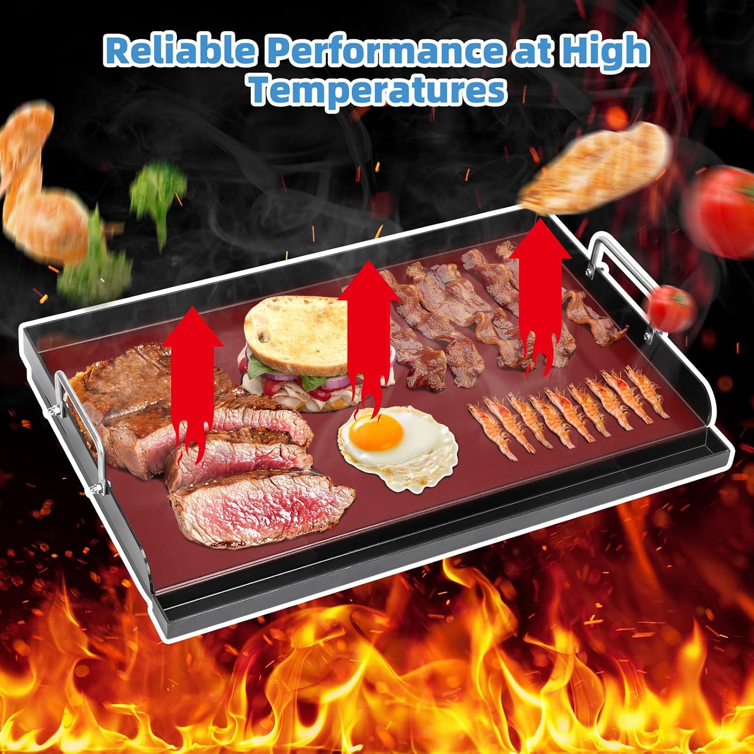 Universal Griddle Plate for Gas Grill – Premium Ceramic Coating Cooking Griddle for Gas Stove/Charcoal/Electric, 25x16 Inches, Flat Top Plate Insert for Outdoor Grill