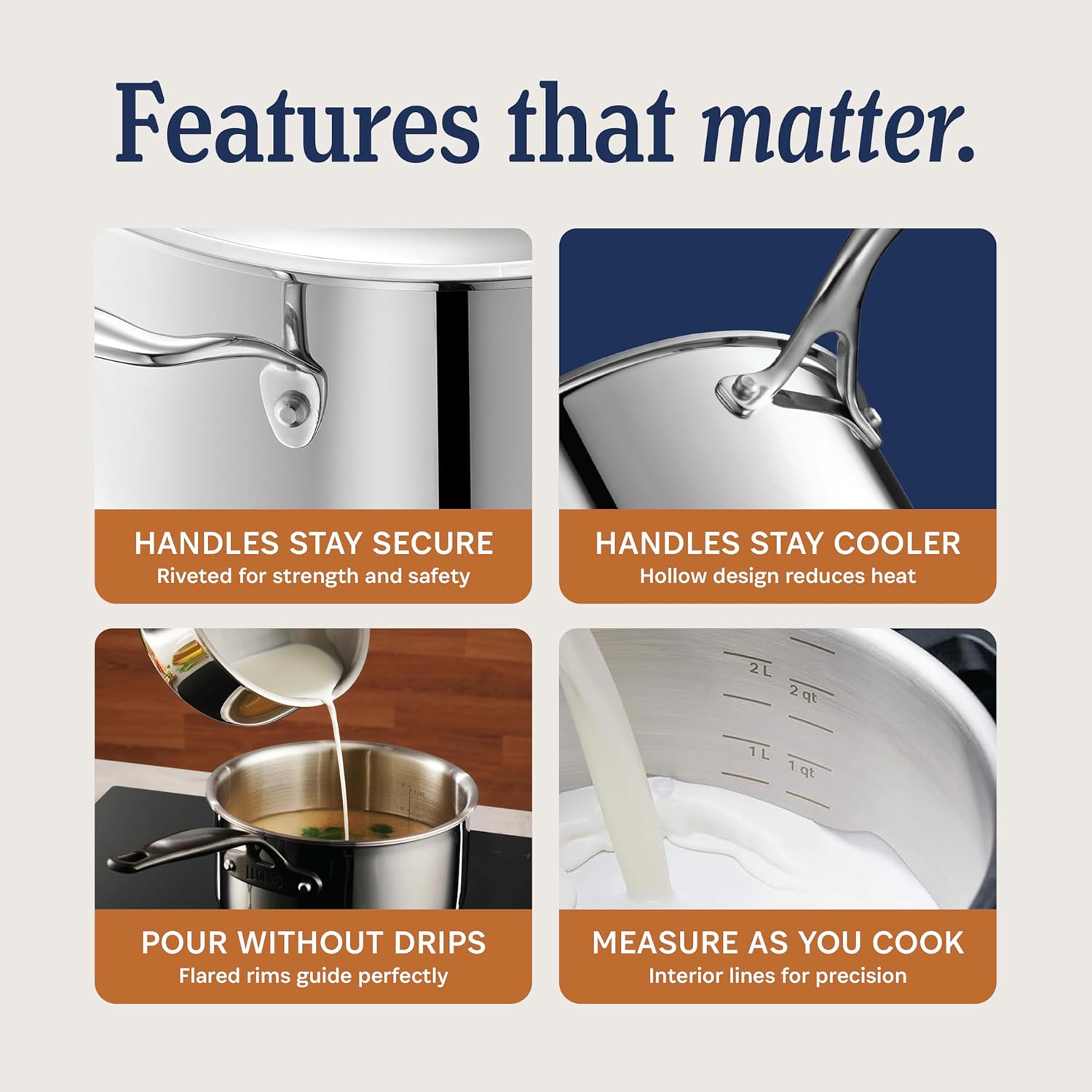 LEGEND COOKWARE 5-Ply Stainless Steel 5-Quart Saute Pan with Lid - Induction Compatible, Oven Safe 800°F - Non-Toxic, No Coatings - Even Heating, Won't Warp - Built to Last Generations