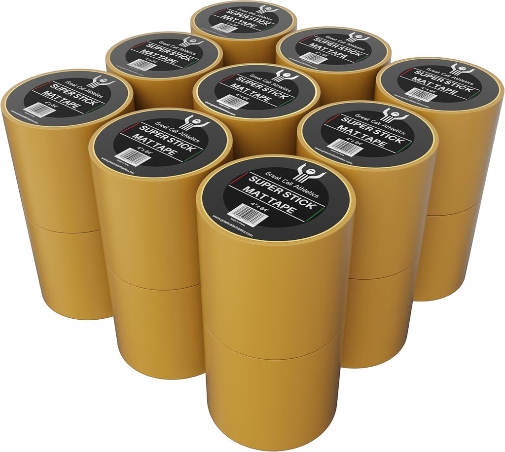 Great Call Athletics | 1 Case of 18 Rolls | Professional Super Stick Wrestling Mat Tape | 4' x 84' | Wrestling Gymnastics MMA Floor Clear Reusable