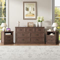 CARPETNAL Farmhouse Dresser and Nightstand Sets for Bedroom, 3 Pcs Bedroom Set, 7 Drawer Dresser & Nightstand Set of 2, Modern Wood Chest of Drawers for Bedroom, Living Room, Entryway, Brown