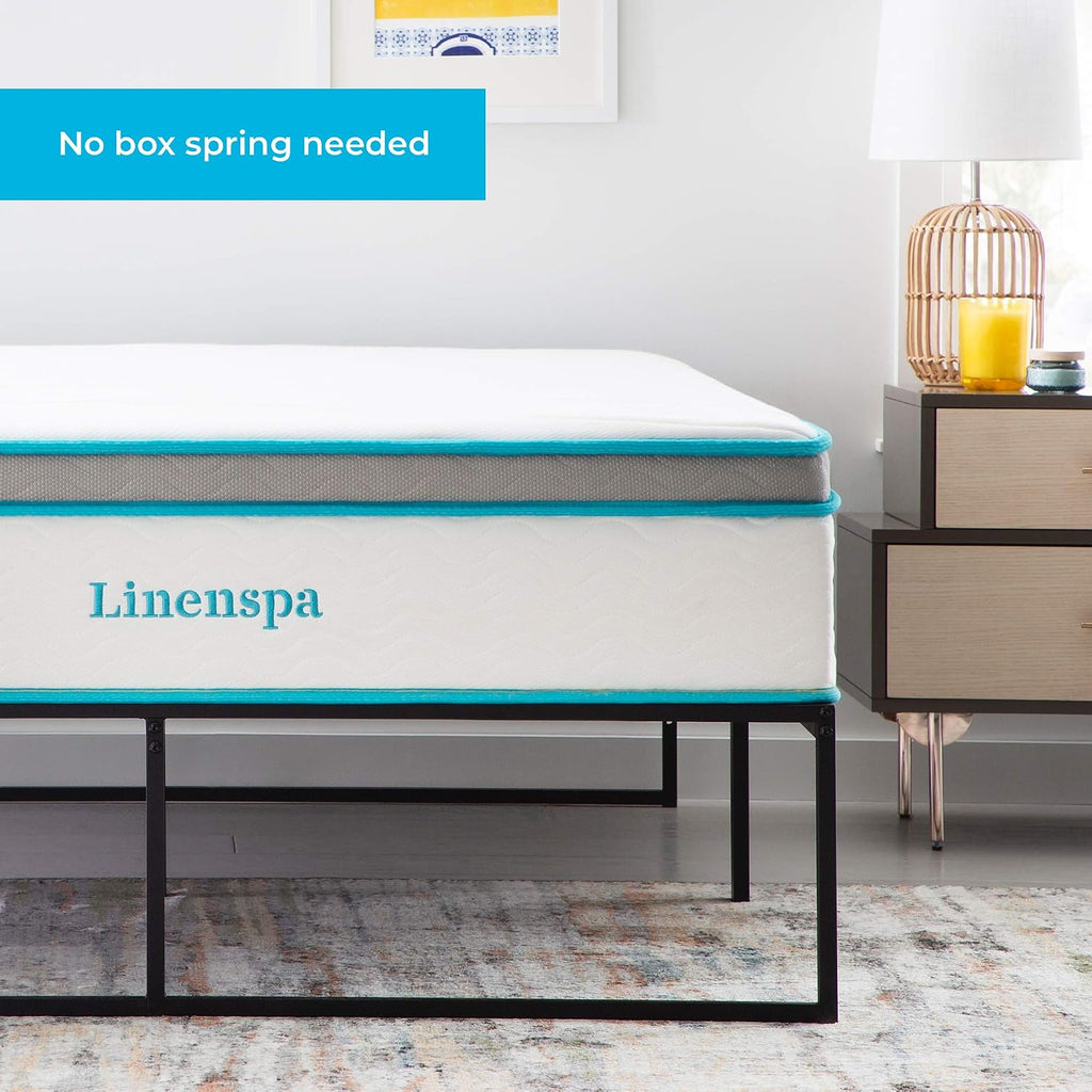 Linenspa Folding Metal Platform Bed Frame - Easy Assembly - Sturdy Steel - No Box Spring Needed - Underbed Storage - Mattress Foundation - 14' High - Traditional Design - California King Size