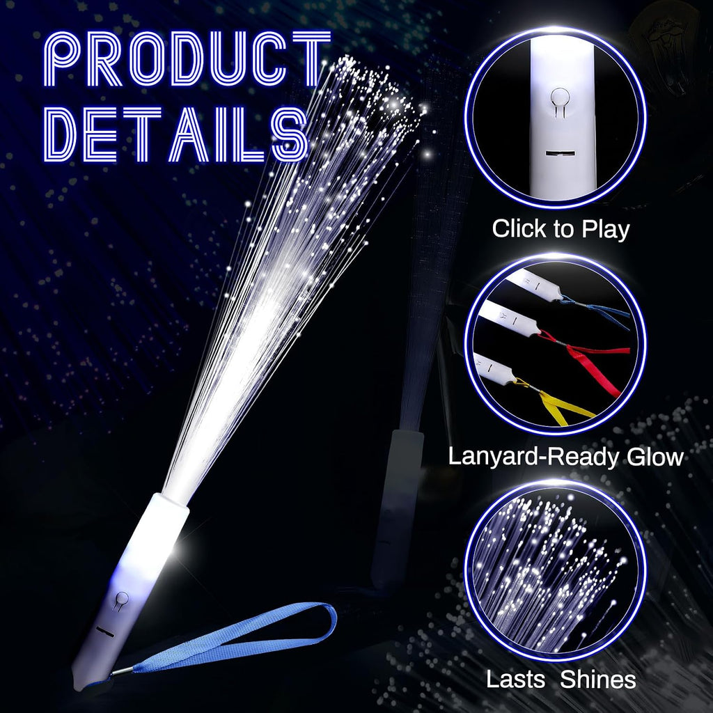 Jecery 180 Pieces White Fiber Optic Wands Bulk LED Wedding Sparklers Send off Light up Wand Sticks with 3 Modes Flashing for Bridal Shower Reception Birthday Glow in the Dark Party Favors Supplies