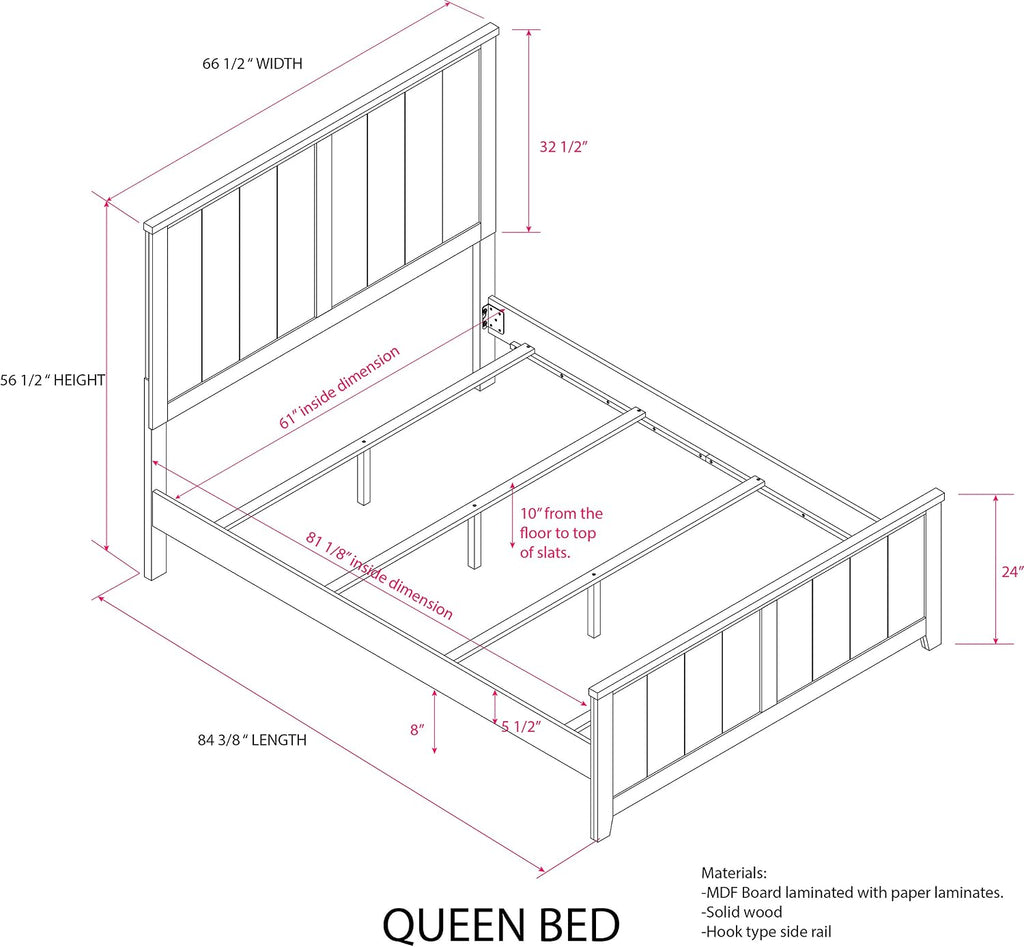 Kings Brand Furniture – Balta 6-Piece Queen Size Gray Bedroom Set. Bed, Dresser, Mirror, Chest & 2 Nightstands