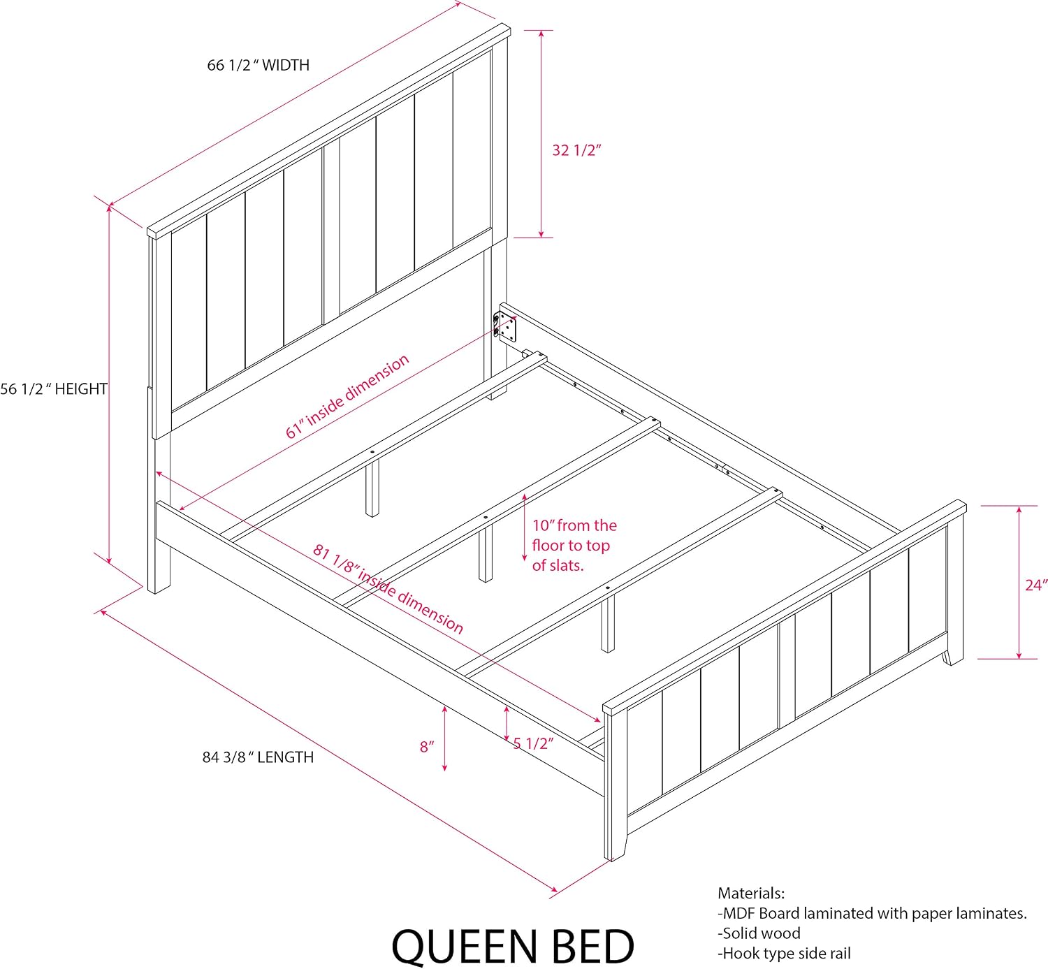 Kings Brand Furniture – Balta 6-Piece Queen Size Gray Bedroom Set. Bed, Dresser, Mirror, Chest & 2 Nightstands