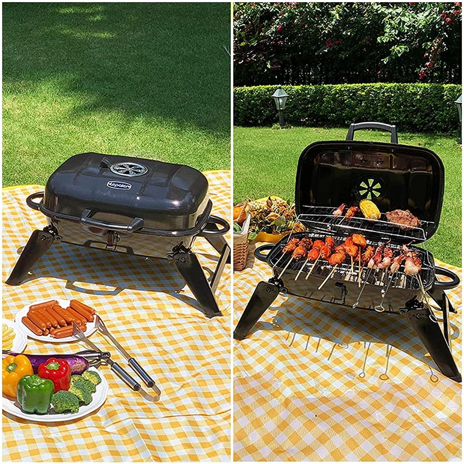 Bbq Grill Charcoal Grill Charcoal Stove Portable BBQ Grill With Folding Legs And BBQ Tabletop Stainless Steel Charcoal BBQ Grill For Outdoor Cooking Barbecue Grill Charcoal Griddle