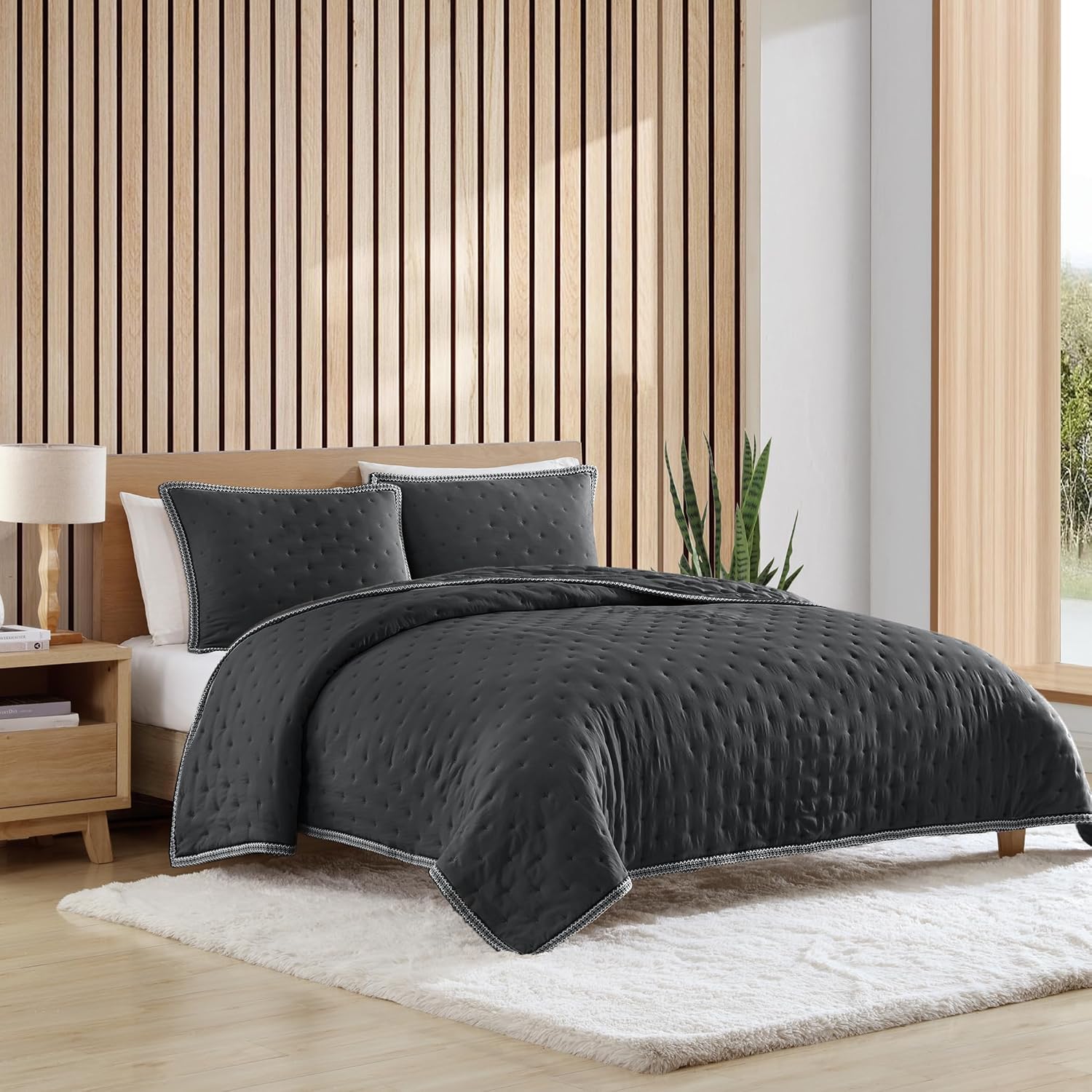 UGG Devon Braid Twin/Twin XL Quilt Set – Soft Lightweight 2-Piece Bedding with Quilt and Shams, Hypoallergenic & Breathable, Twin/Twin XL, Ink