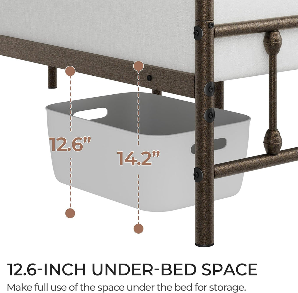 Yaheetech Classic Metal Platform Bed Frame Mattress Foundation with Victorian Style Iron-Art Headboard/Footboard/Under Bed Storage/No Box Spring Needed/King Size Bronze