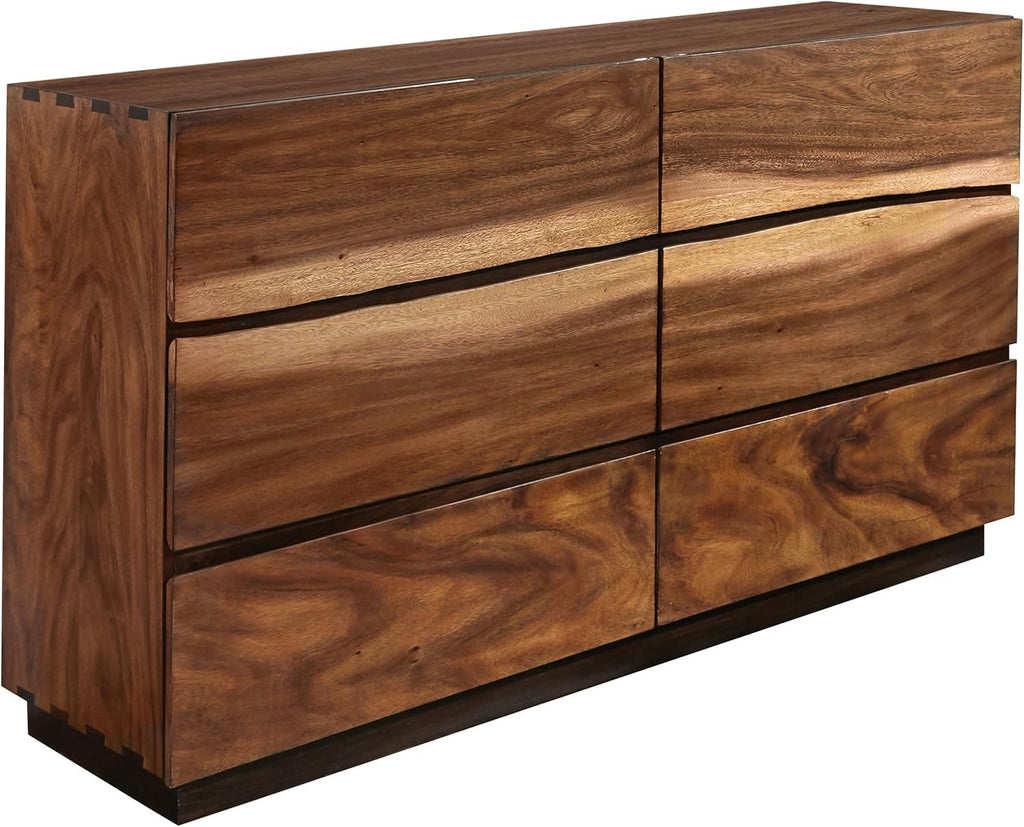 Coaster Home Furnishings Winslow Farmhouse 4-Piece Bedroom Set Live Edge Eastern King Size Storage Bed Frame 54-inch Headboard Smokey Walnut and Coffee Bean 223250SKE-S4
