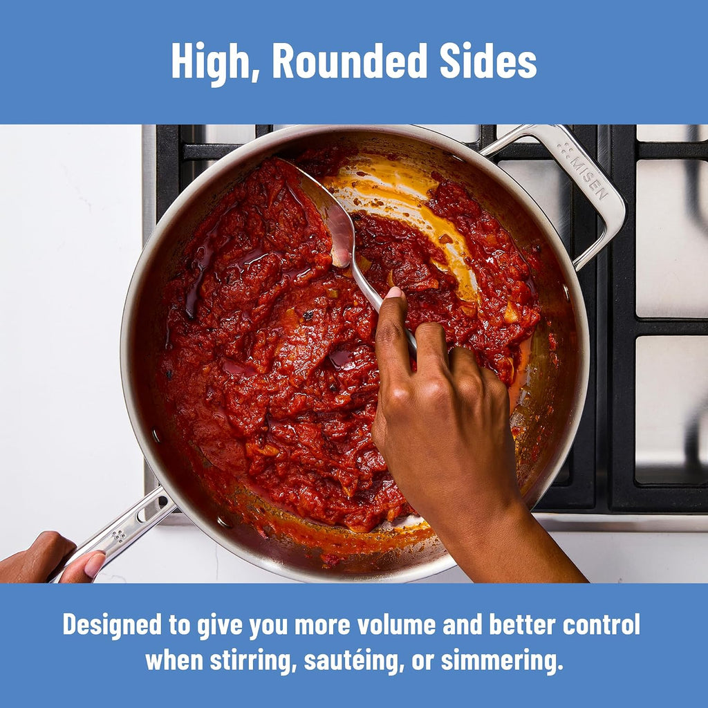 Misen Stainless Steel Pan - Versatile Everyday Pan - Even Heating, Dishwasher-Safe, Oven-Safe, Works on All Stovetops