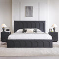 ACCOHOHO King Size Bed Frame Modern with 51' Tall Arched Recessed Headboard and 4 Drawers, Solid Wood Slats Support, Wood Platform, Noise Free, No Box Spring Needed, (Black)