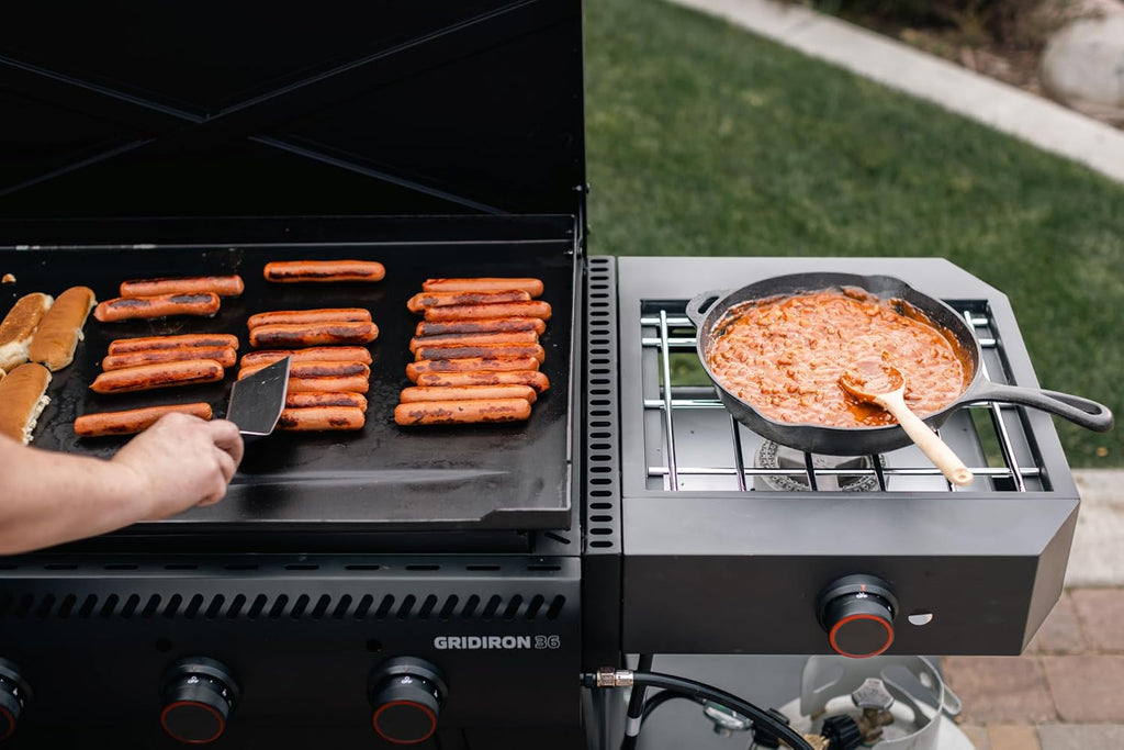 Camp Chef Gridiron Pro- 36' Outdoor Griddle Grill with Side Burner, Flamethrower Ignition & Hinged Lid - Premium 36' Flat Top Grill for Outdoor Cooking
