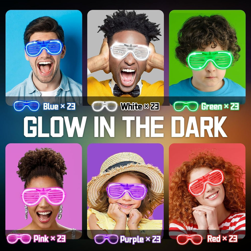 BYONEBYE 216 Pack LED Glow Party Supplies Bulk - Light Up Toys & Glasses Combo for Adult Kids, Halloween Neon Rave Birthday Party Favors