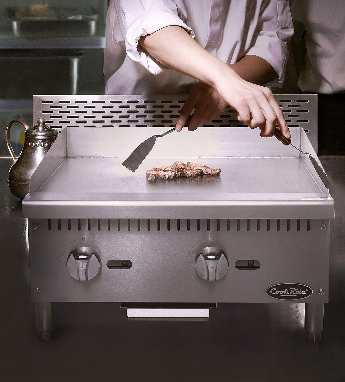 Atosa CookRite ATMG-24 24' Countertop Griddle | Flat Top Grill Hot Plate with Standby Pilots and Grease Drawer for Food Truck | Manual Controlled, Stainless Steel, 1 Burner 60,000 BTU, Liquid Propane