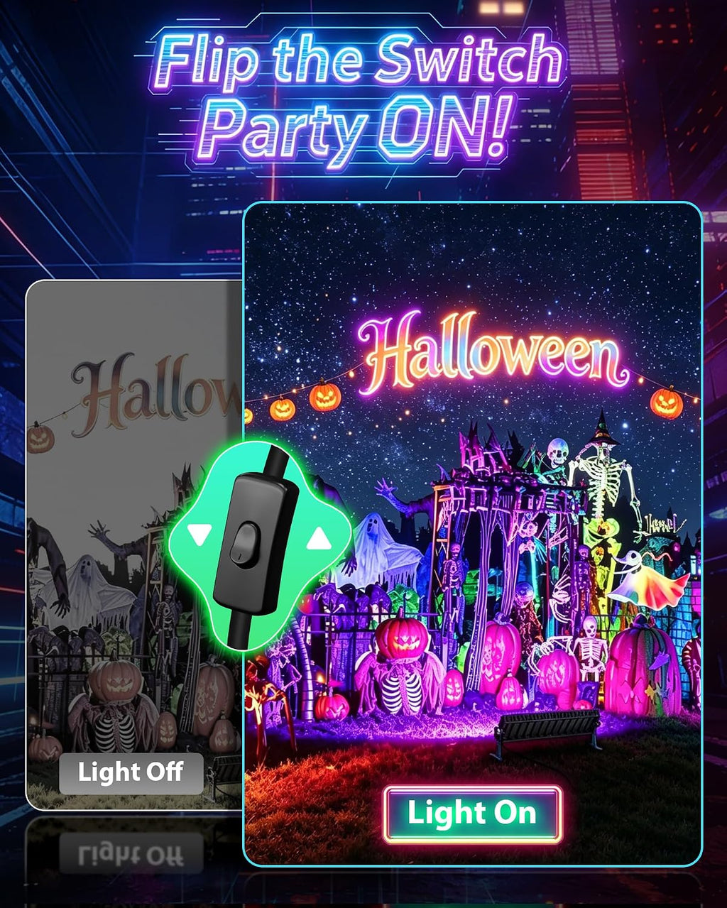 6 Pack 120W Black Light Bar, IP66 Waterproof LED Blacklights with Plug+Switch+5.9ft Cord, Light Up 5000ft² Area, for Halloween Glow Fluorescent Party Bedroom Game Room Body Paint Stage