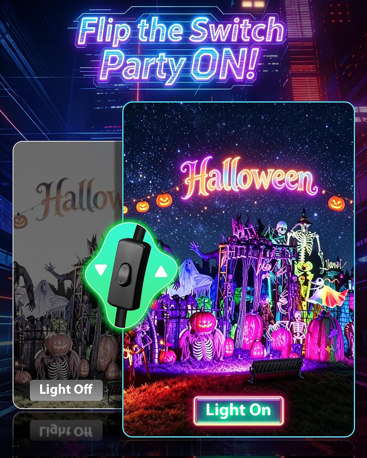 6 Pack 120W Black Light Bar, IP66 Waterproof LED Blacklights with Plug+Switch+5.9ft Cord, Light Up 5000ft² Area, for Halloween Glow Fluorescent Party Bedroom Game Room Body Paint Stage