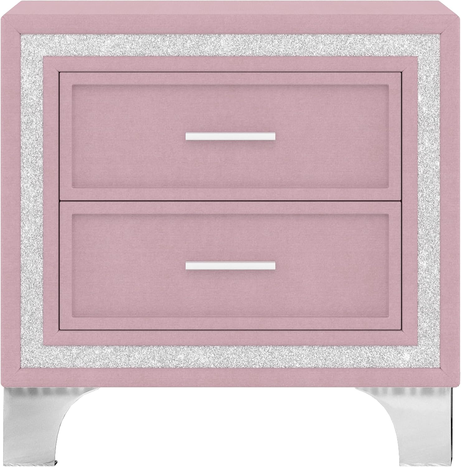 Flieks Bedroom Sets, 3-Pieces Bedroom Sets, Queen Size Upholstered Platform Bed with LED Lights and 2 Nightstands, Pink