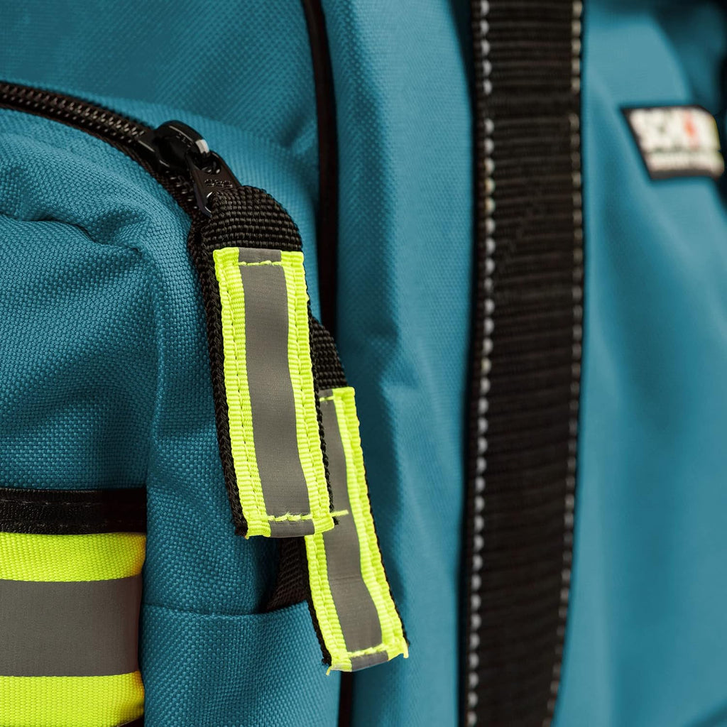 Scherber Fully-Stocked First Responder Bag | Professional EMT/EMS Trauma & Bleeding Medical Kit | HSA/FSA Approved | CAT Tourniquet, HyFin Chest Seal, Israeli Bandage & 250+ First Aid Supplies (Blue)