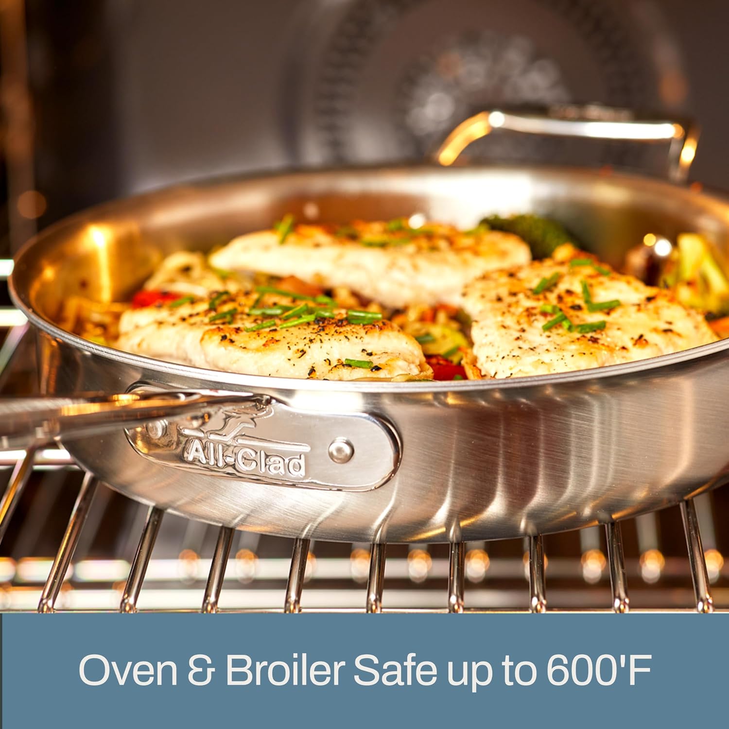 All-Clad D5® Stainless Steel Core 14 Inch Frying Pan Covered - Made in the USA - The Upgrade for Supremely Even Heat- Oven Safe & Induction Compatible Cookware