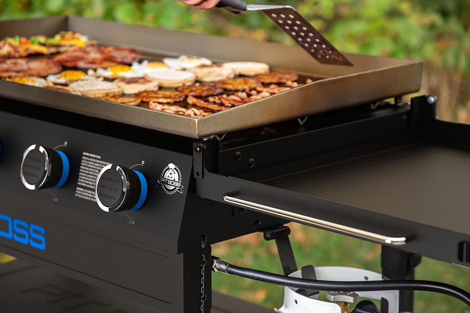 Pit Boss 11004 5-Burner with Folding Shelves Griddle, Black
