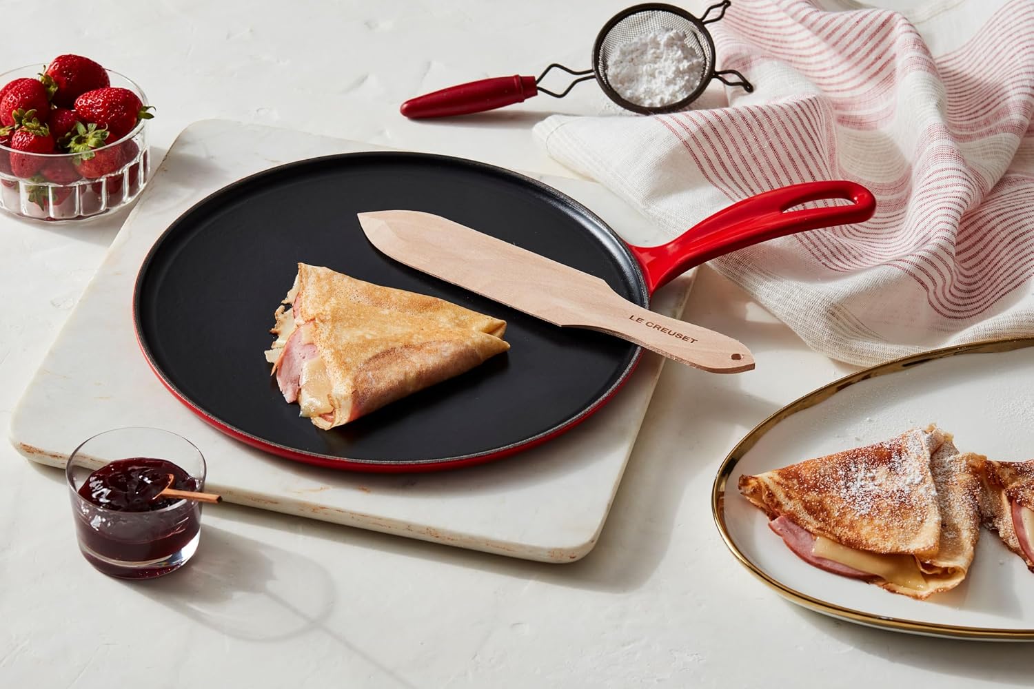 Le Creuset Enameled Cast Iron Traditional Round Crepe Pan, 10.25', Oyster