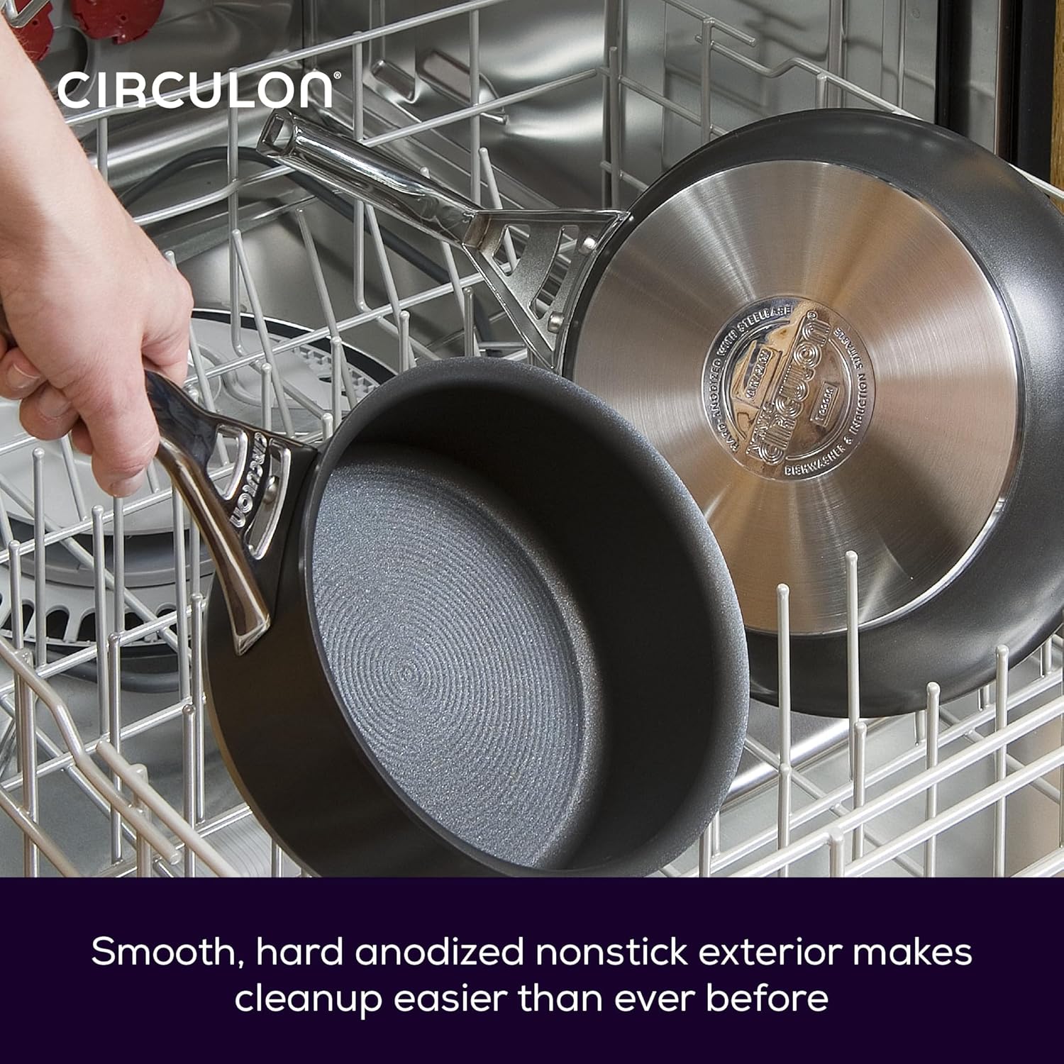Circulon Infinite Saute Pan with Lid 24cm - Non Stick Induction Suitable Deep Frying Pan with Stainless Steel Lid, Base & Handles, Premium Dishwasher Safe, Heavy Gauge Hard Anodised Cookware