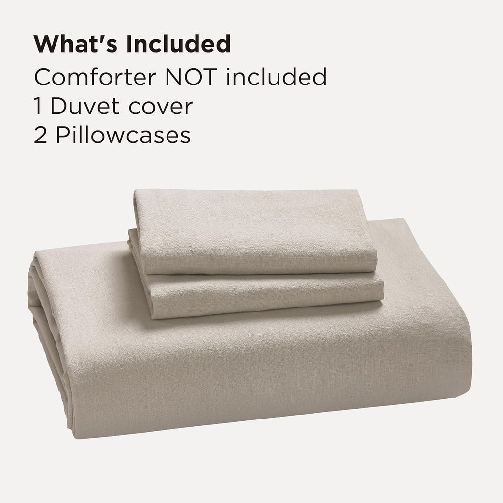 Bedsure Linen Duvet Cover Queen - Linen Cotton Blend Duvet Cover, PureWoven Cooling & Breathable Bedding Set for Hot Sleepers, Moisture Wicking & Durable Cover Set 3 Piece (Linen Color)