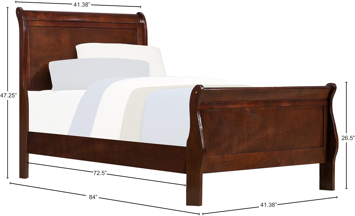 Homelegance Quincy Sleigh Panel Bed, Twin, Cherry