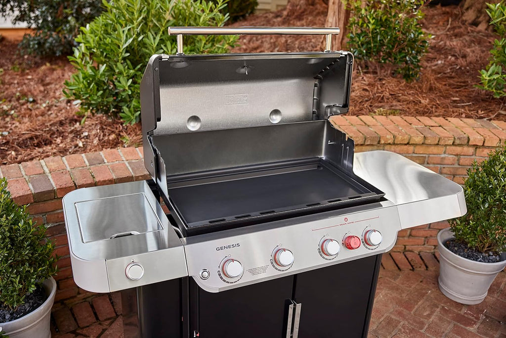 Weber Rust‑Resistant Outdoor Griddle Insert, Full‑Size – Pre-Seasoned Carbon Steel Griddle for Genesis 400 Series Gas Grills, Grill Accessory