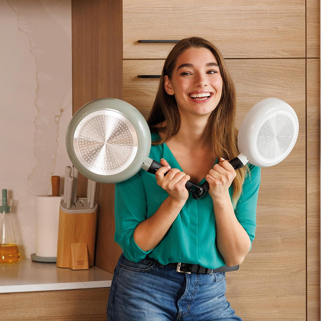 Berghoff Leo Glints 2Pc Nonstick Ceramic Large Frying Pan Set Recycled Aluminum CeraGreen Non-toxic Coating Stay-cool Handle Induction Pans, Spirit