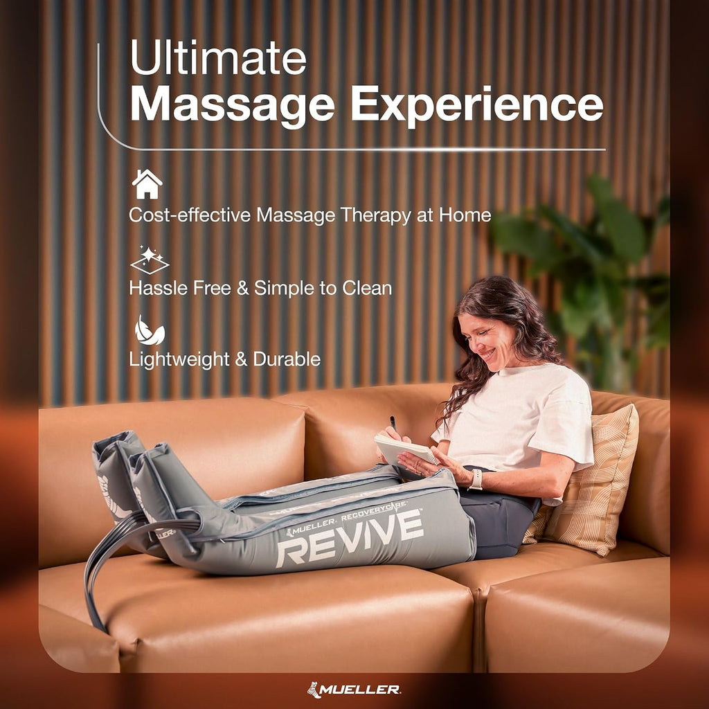 MUELLER Sports Medicine REVIVE M2 Professional Air Compression Boot – Advanced Recovery System – Targeted Leg, Knee, Calf, and Foot Massage and Circulation Therapy for Athletes