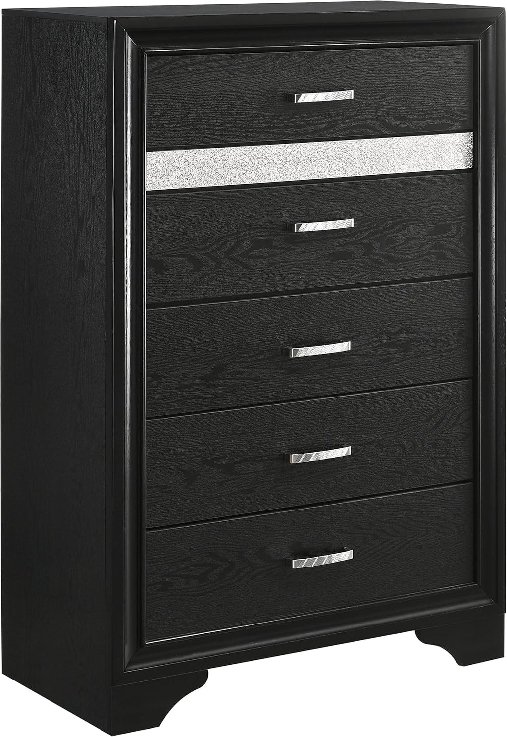 Coaster Home Furnishings Miranda Contemporary 5-Piece Bedroom Set California King Size Storage Panel Bed Frame 50-inch Headboard Black 206361KW-S5