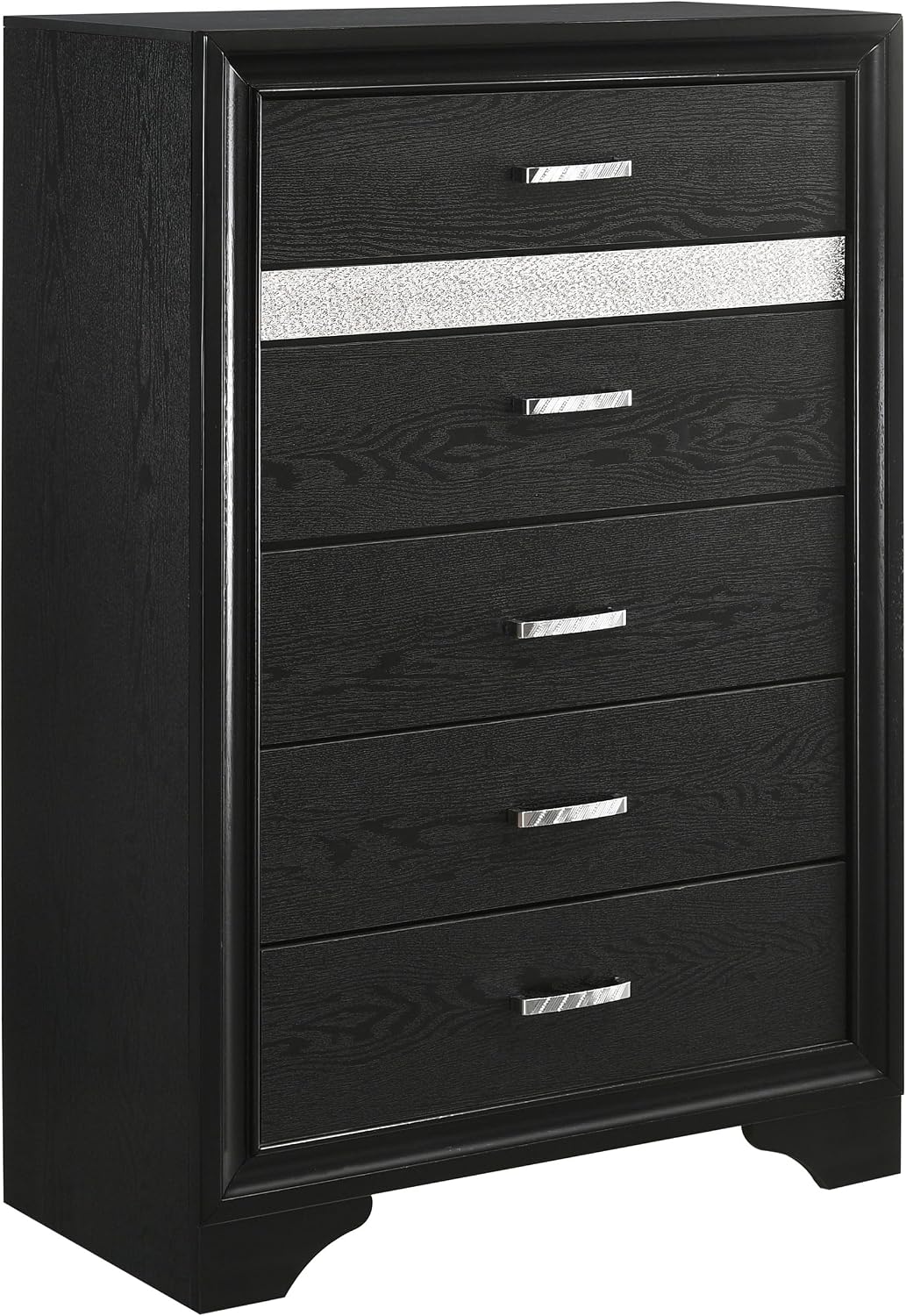 Coaster Home Furnishings Miranda Contemporary 5-Piece Bedroom Set California King Size Storage Panel Bed Frame 50-inch Headboard Black 206361KW-S5