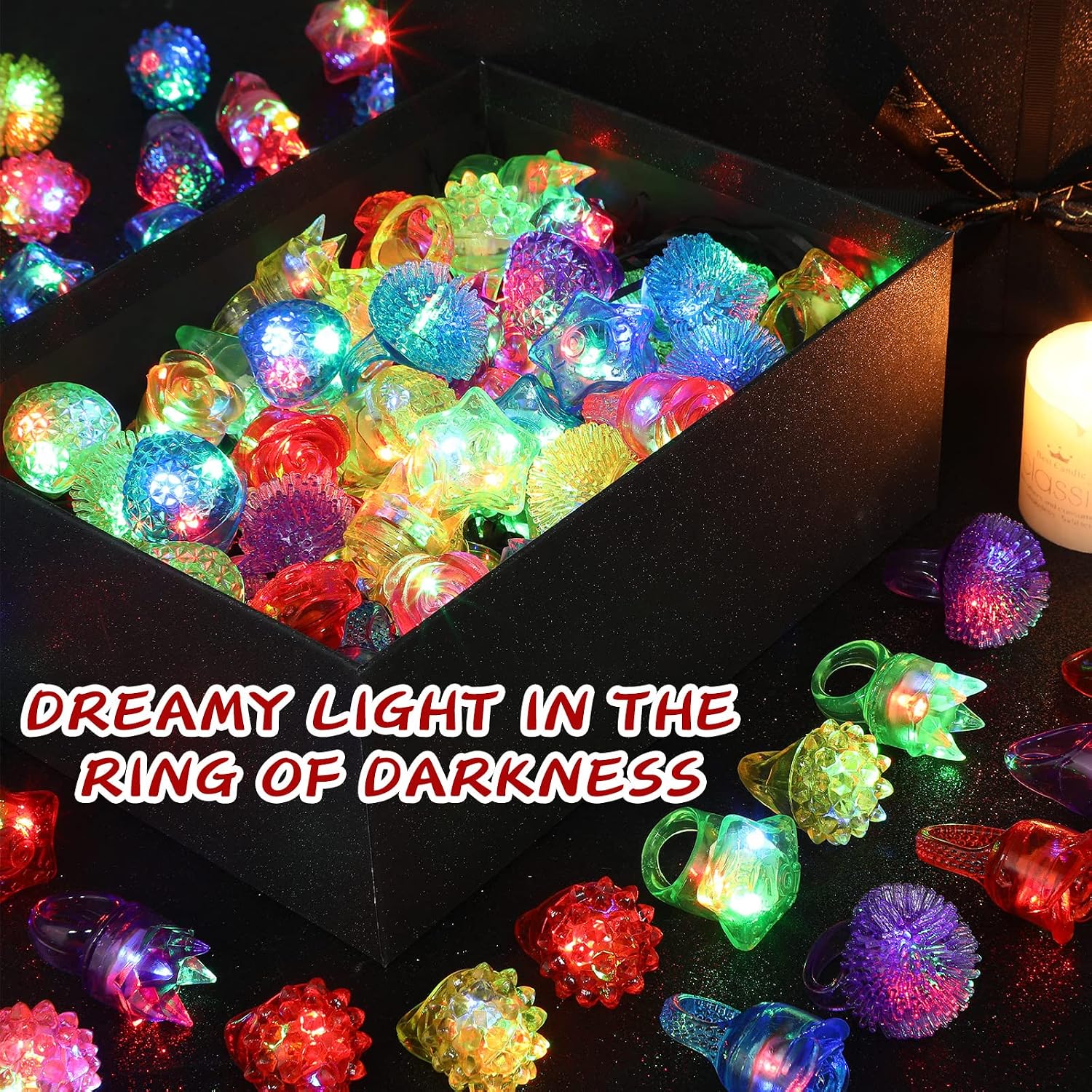 Leyndo 500 Pack Colorful LED Light up Rings End of Year Graduation Gifts for Student Glow in the Dark Rings Dj Party Favors Flash Jelly Lights for Classroom Prizes, Goodie Bag, Birthday Party (Mixed)