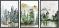 SIGNWIN Framed Canvas Print Wall Art Set Pastel Mountain Range Forest Mist Nature Wilderness Illustrations Modern Art Decorative Rustic Calm/Zen for Living Room, Bedroom, Office - 16'x24'x3 Black