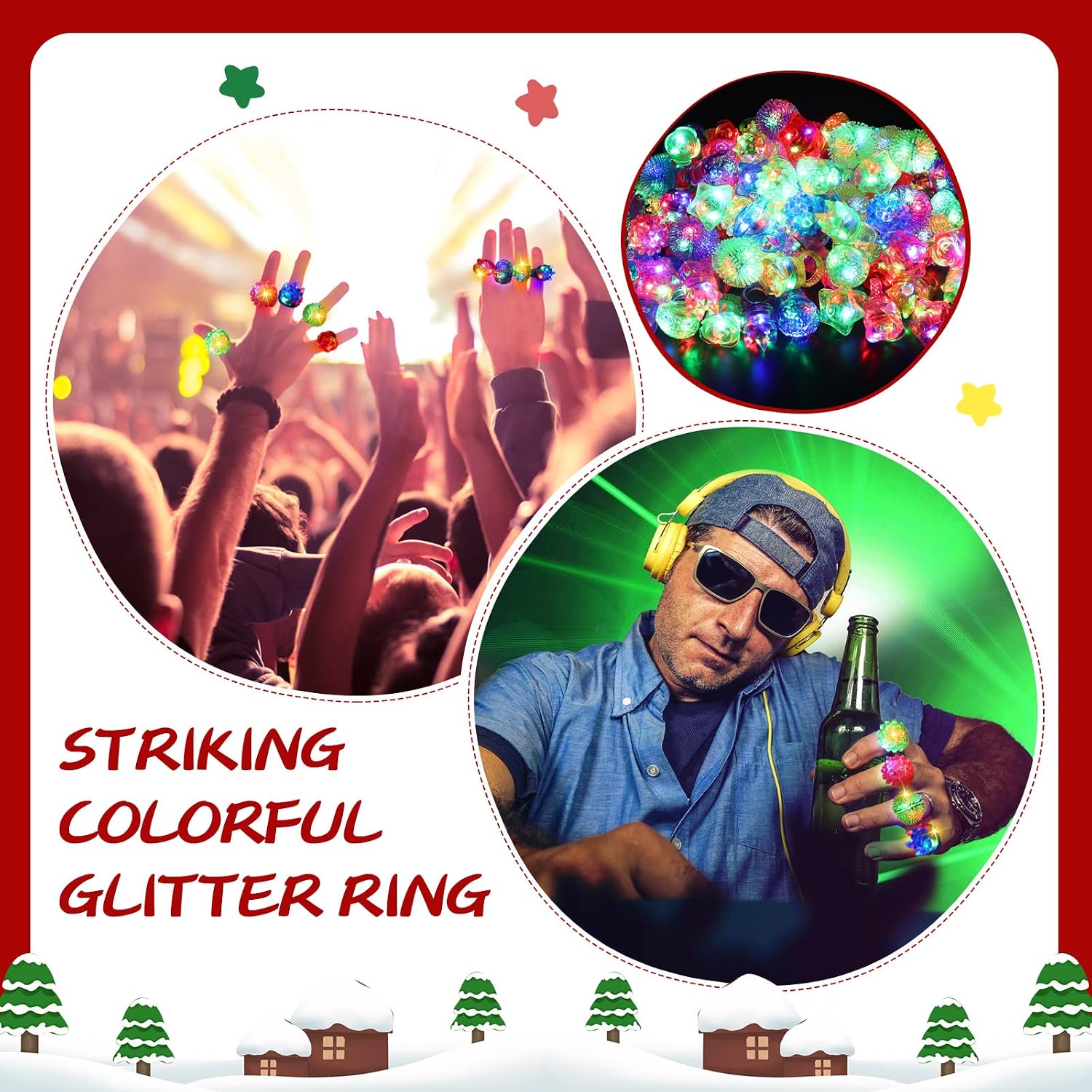 Leyndo 500 Pack Colorful LED Light up Rings End of Year Graduation Gifts for Student Glow in the Dark Rings Dj Party Favors Flash Jelly Lights for Classroom Prizes, Goodie Bag, Birthday Party (Mixed)