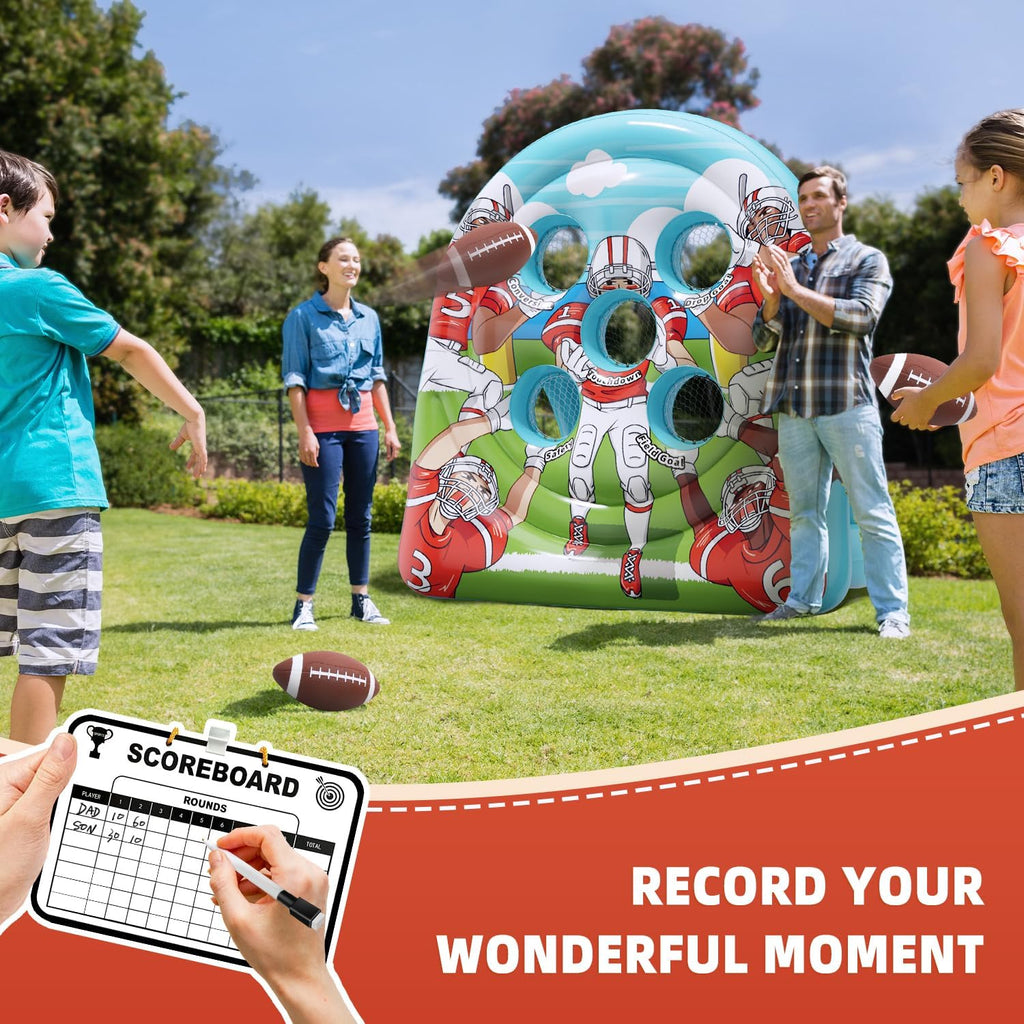 6FT Giant Inflatable Football Target Toss Game - Fun Indoor & Outdoor Yard Games for Kids & Adults, Football Party Throwing Games, Carnival Games, Camping & Tailgate Lawn Activities