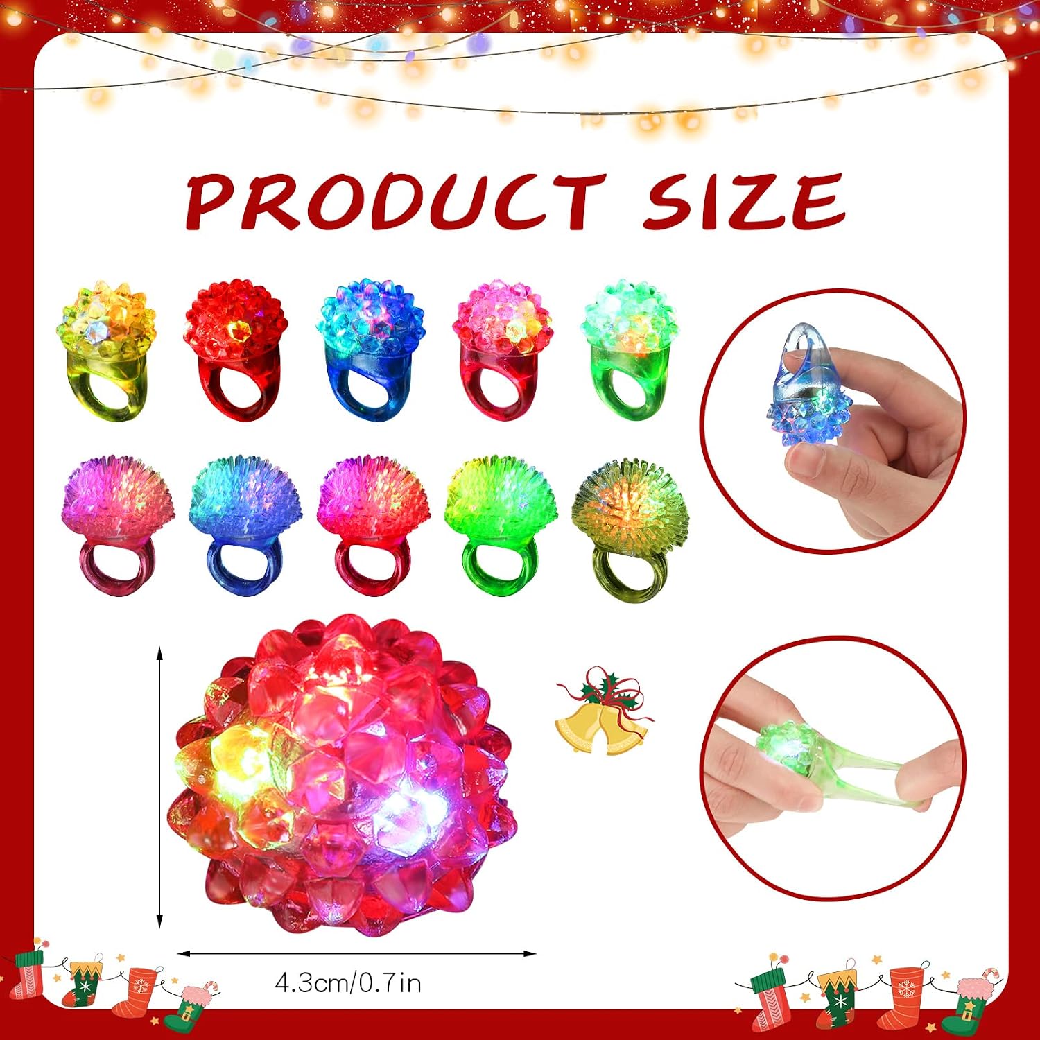 Leyndo 500 Pack Colorful LED Light up Rings End of Year Graduation Gifts for Student Glow in the Dark Rings Dj Party Favors Flash Jelly Lights for Classroom Prizes, Goodie Bag, Birthday Party (Mixed)