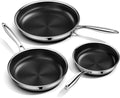 Innerwell Nonstick Frying Pan Set,8 Inch&9.5 Inch&11 Inch Tri-Ply Hybrid Stainless Steel Ceramic Frying Pans Kitchen Cooking Pan Skillet 3 Piece PFAS/PFOA/PTFE Free,Dishwasher & Oven Safe