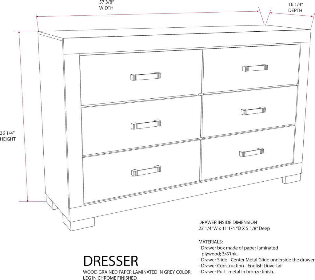 Kings Brand Furniture – Lorain 6-Piece King Size Gray Bedroom Set. Bed, Dresser, Mirror, Chest & 2 Nightstands
