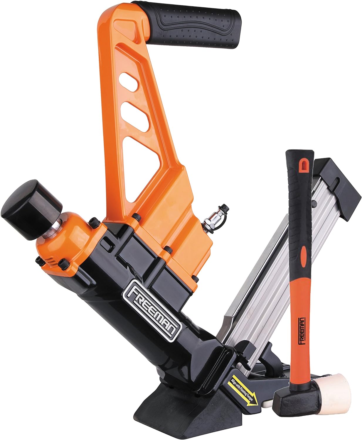 Freeman Lightweight Pneumatic 3-in-1 15.5-Gauge and 16-Gauge 2' Flooring Nailer/Stapler with Flooring Mallet and Interchangeable Base Plates | PDX50C
