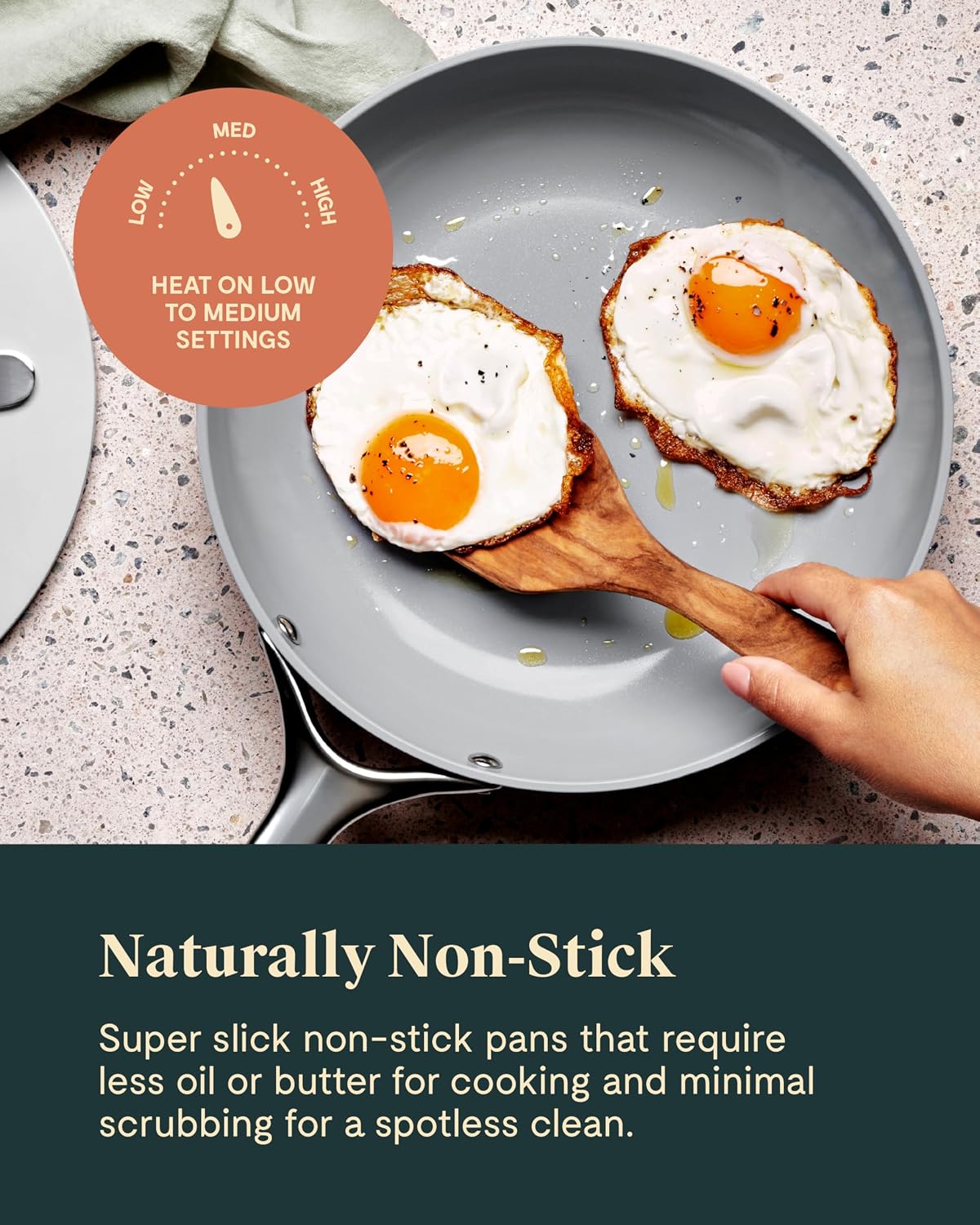 Caraway Fry Pan Sampler Bundle - 10.5' Non-Stick Ceramic Frying Pan, 10.5' Stainless Steel Fry Pan, 10.5' Enameled Cast Iron Skillet - Non Toxic, Oven Safe - Gray
