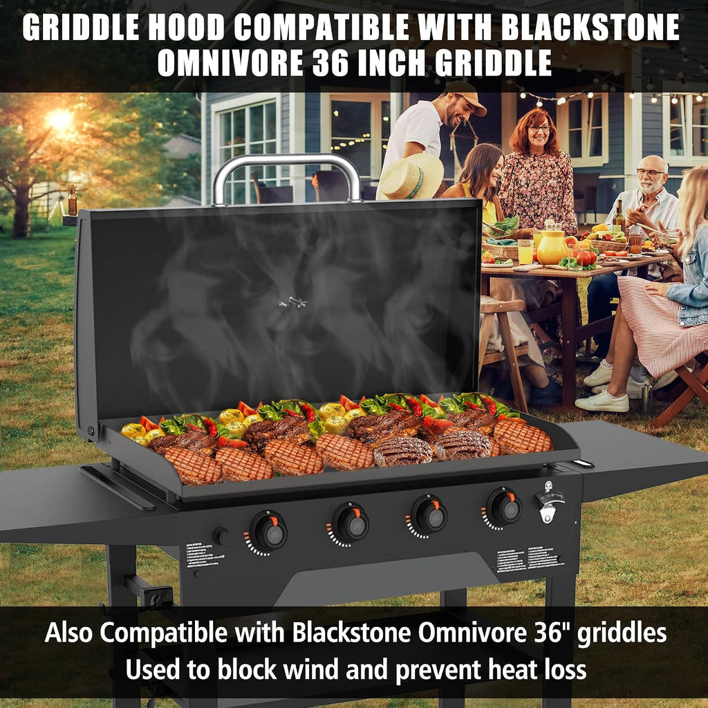 Upgrade Hinged Lid for Blackstone 1554 Omnivore 36' Griddle, Flat Top Griddle Hard Cover for Blackstone 36 in 5856 2177 2322 2310 2212 2210 Griddle Lid Hood, Powder Coated Flat Top Lid (2024 Model)